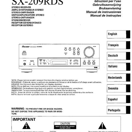 Pioneer SX-209 RDS Receiver Owners Manual