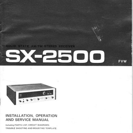 Pioneer SX-2500 Receiver Owners Manual