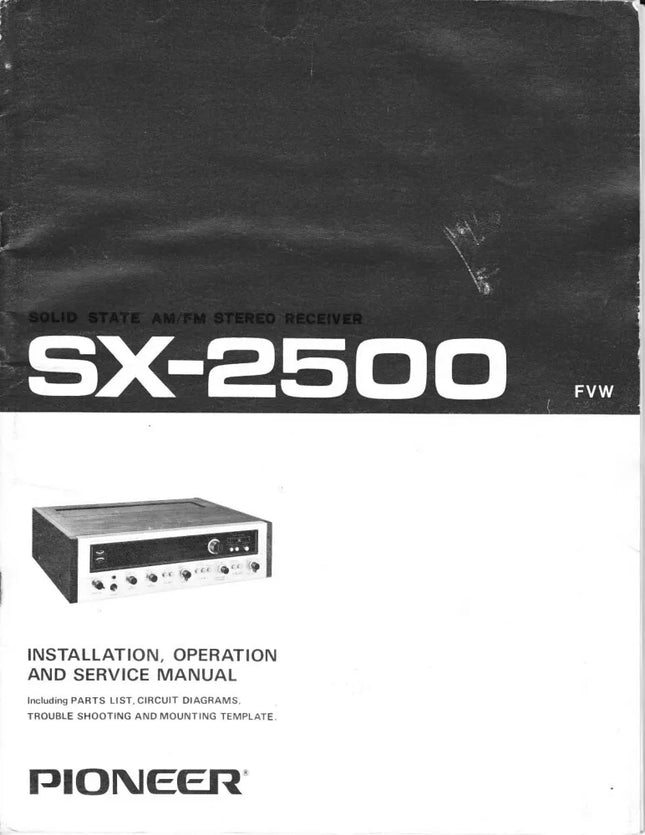 Pioneer SX-2500 Receiver Owners Manual