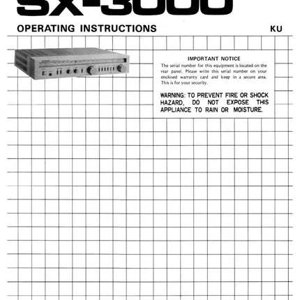 Pioneer SX-3000 Receiver Owners Manual
