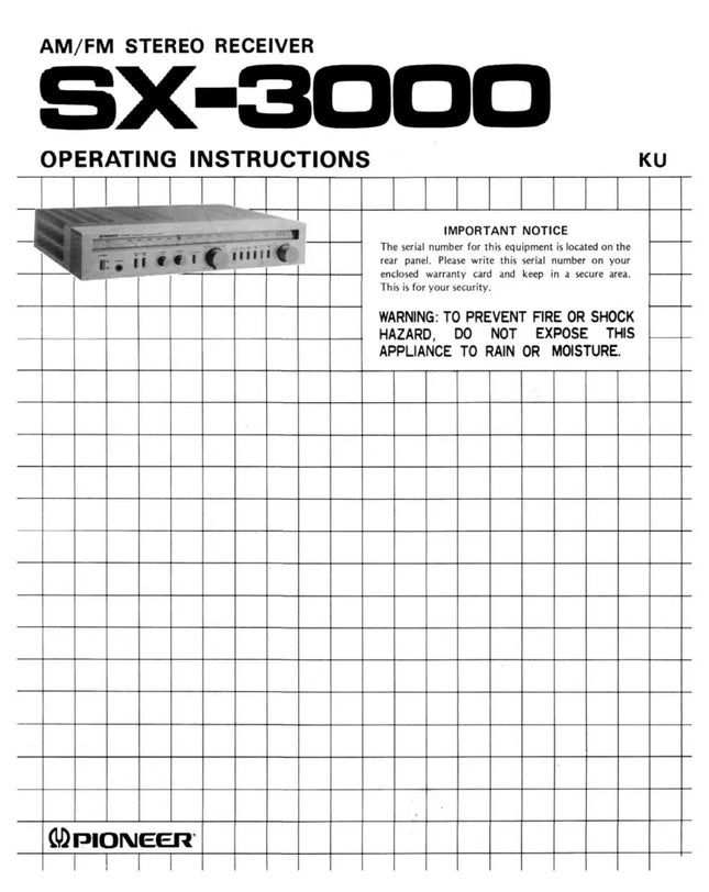 Pioneer SX-3000 Receiver Owners Manual