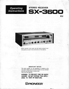 Pioneer SX-3600 Receiver Owners Manual