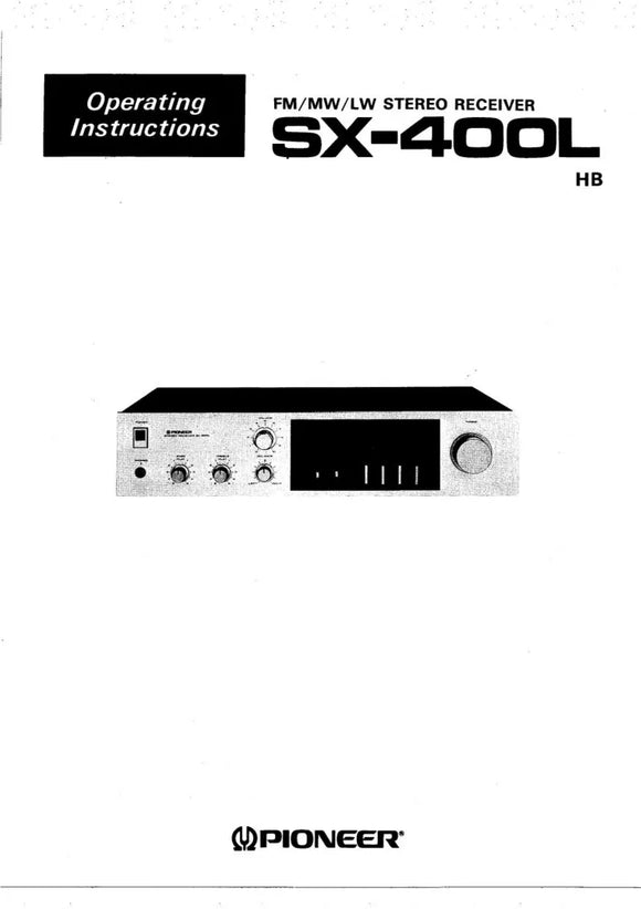 Pioneer SX-400 L Receiver Owners Manual