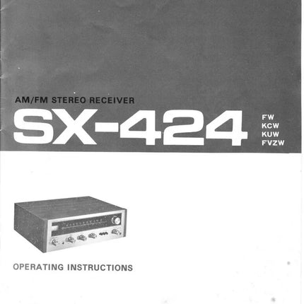 Pioneer SX-424 Receiver Owners Manual
