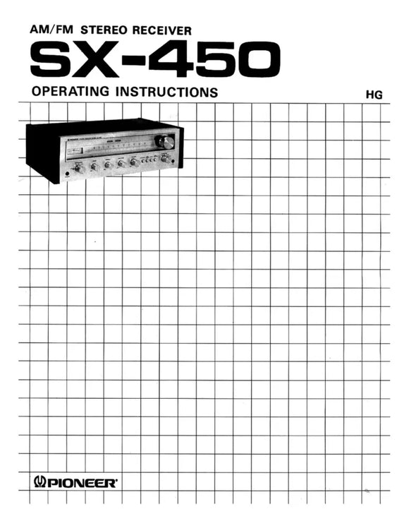 Pioneer SX-450 Receiver Owners Manual