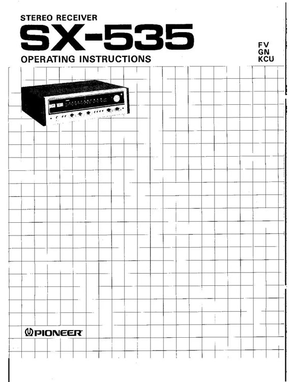 Pioneer SX-535 Receiver Owners Manual