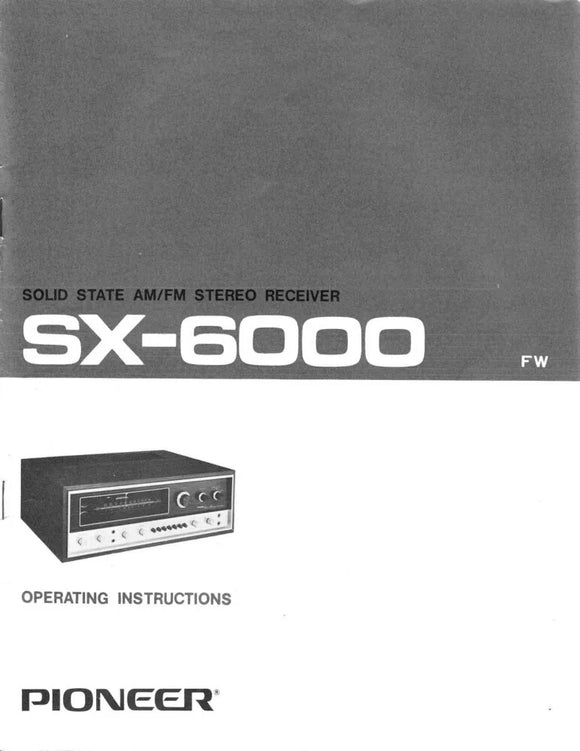 Pioneer SX-6000 Receiver Owners Manual