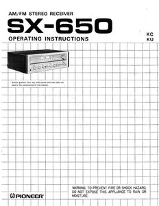 Pioneer SX-650 Receiver Owners Manual