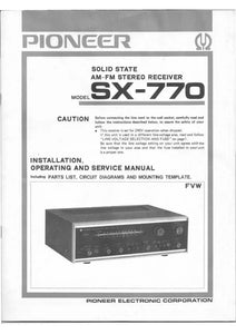 Pioneer SX-770 Receiver Owners Manual