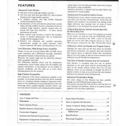 Pioneer SX-7730 Receiver Owners Manual