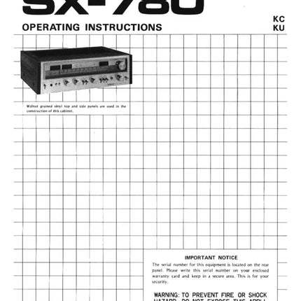 Pioneer SX-780 Receiver Owners Manual
