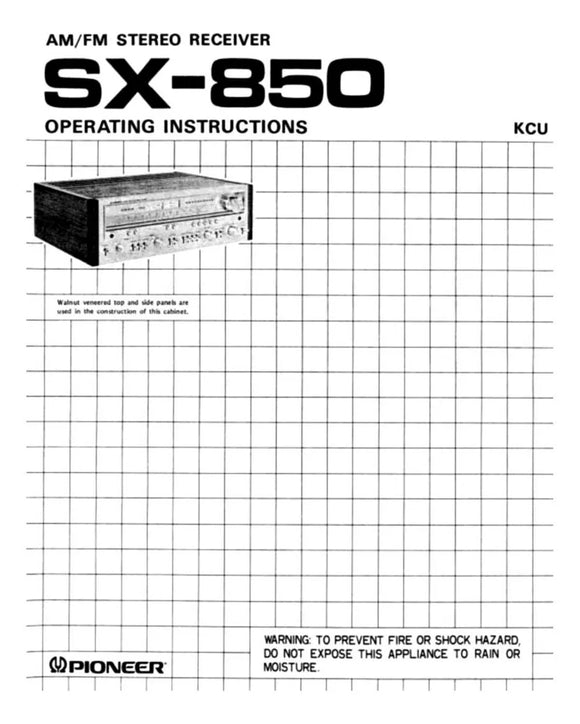 Pioneer SX-850 Receiver Owners Manual