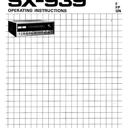 Pioneer SX-939 Receiver Owners Manual