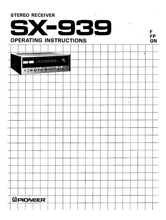 Pioneer SX-939 Receiver Owners Manual