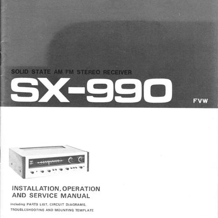 Pioneer SX-990 Receiver Owners Manual