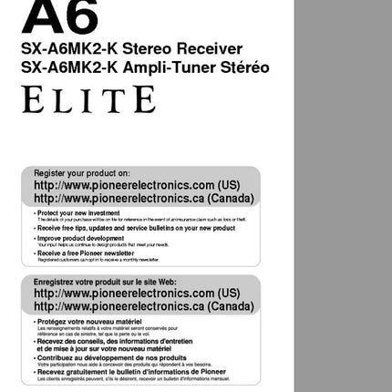 Pioneer SX-A6MK2 K Receiver Owners Manual