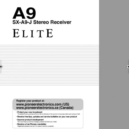 Pioneer SX-A9 J Receiver Owners Manual