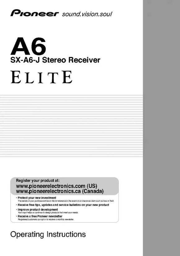 Pioneer SXA-6-J Receiver Owners Manual