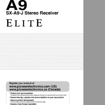 Pioneer SXA-9-J Receiver Owners Manual