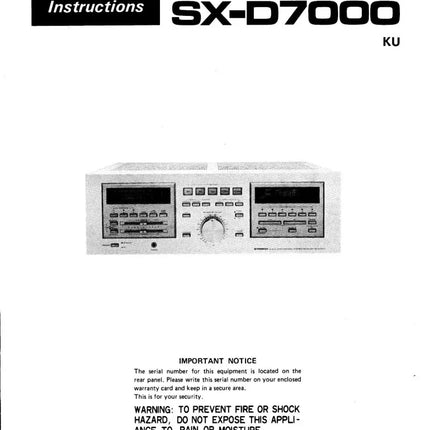 Pioneer SXD 7000 Receiver Owners Manual