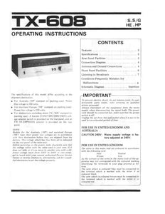 Pioneer TX-608 Receiver Owners Manual