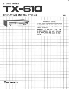 Pioneer TX-610 Receiver Owners Manual