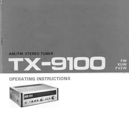 Pioneer TX-9100 Receiver Owners Manual