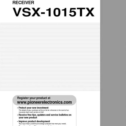 Pioneer VSX-1015TX-Receiver Owners Manual