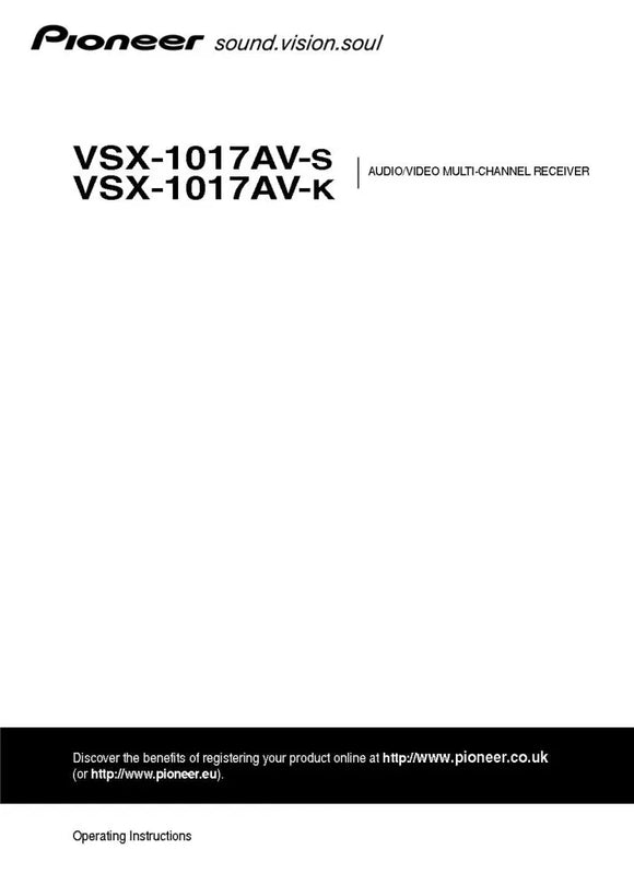 Pioneer VSX-1017AV Receiver Owners Manual