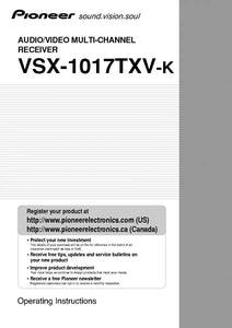 Pioneer VSX-1017TXVK Receiver Owners Manual