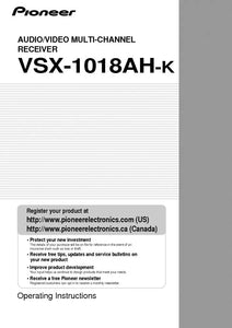 Pioneer VSX-1018AH Receiver Owners Manual