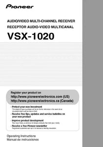 Pioneer VSX-1020 Receiver Owners Manual