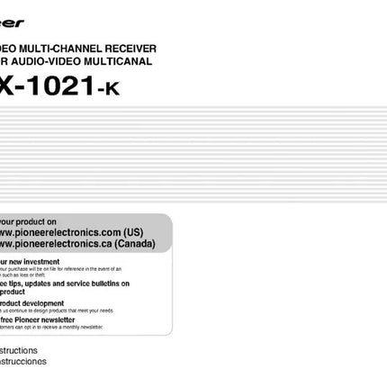 Pioneer VSX-1021 k Receiver Owners Manual