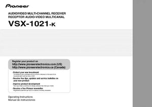 Pioneer VSX-1021 k Receiver Owners Manual