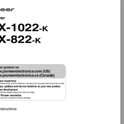 Pioneer VSX-1022 K Receiver Owners Manual