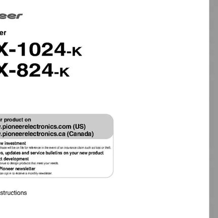 Pioneer VSX-1024 K Receiver Owners Manual