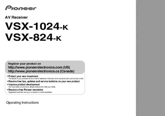 Pioneer VSX-1024 K Receiver Owners Manual