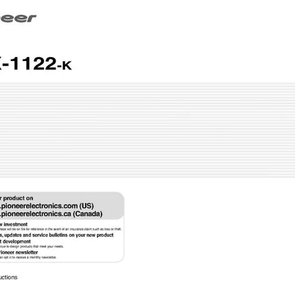 Pioneer VSX-1122 K Receiver Owners Manual