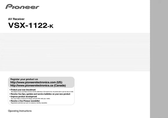 Pioneer VSX-1122 K Receiver Owners Manual
