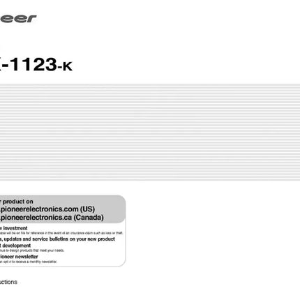Pioneer VSX-1123 K Receiver Owners Manual