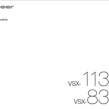 Pioneer VSX-1130 K Receiver Owners Manual