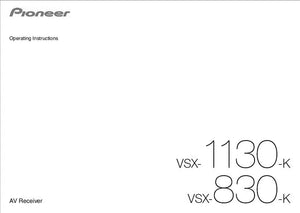 Pioneer VSX-1130 K Receiver Owners Manual