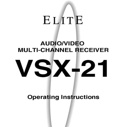 Pioneer VSX-21 Receiver Owners Manual