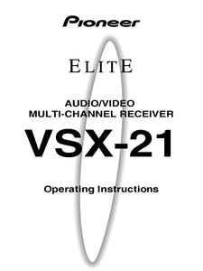 Pioneer VSX-21 Receiver Owners Manual