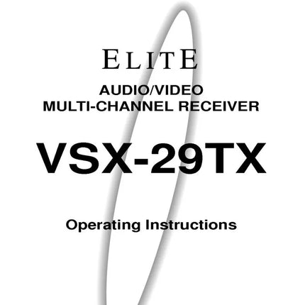 Pioneer VSX-29TX-Receiver Owners Manual