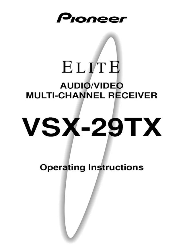 Pioneer VSX-29TX-Receiver Owners Manual