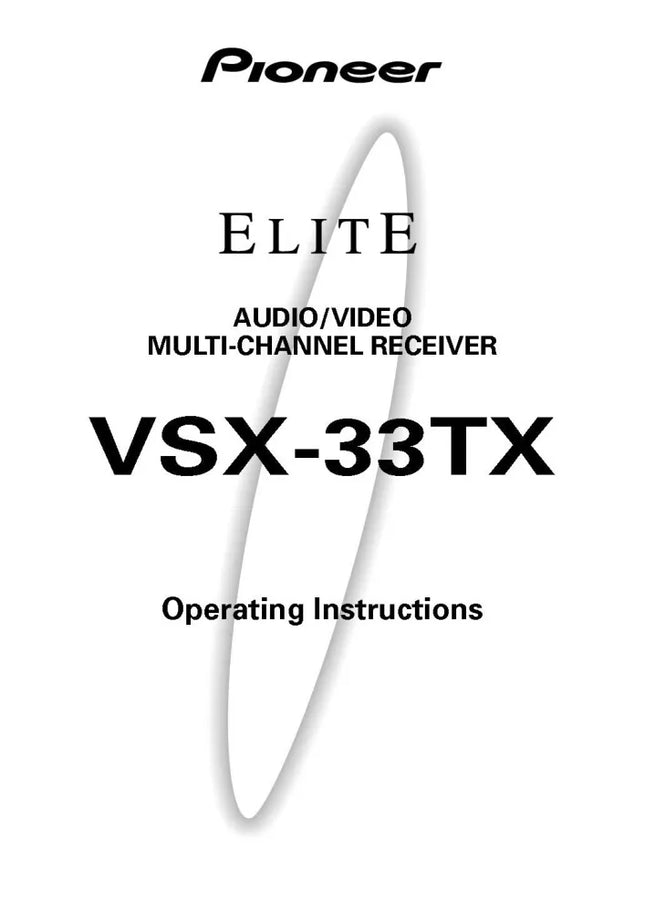 Pioneer VSX-33TX-Receiver Owners Manual
