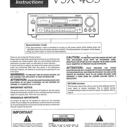 Pioneer VSX-403 Receiver Owners Manual