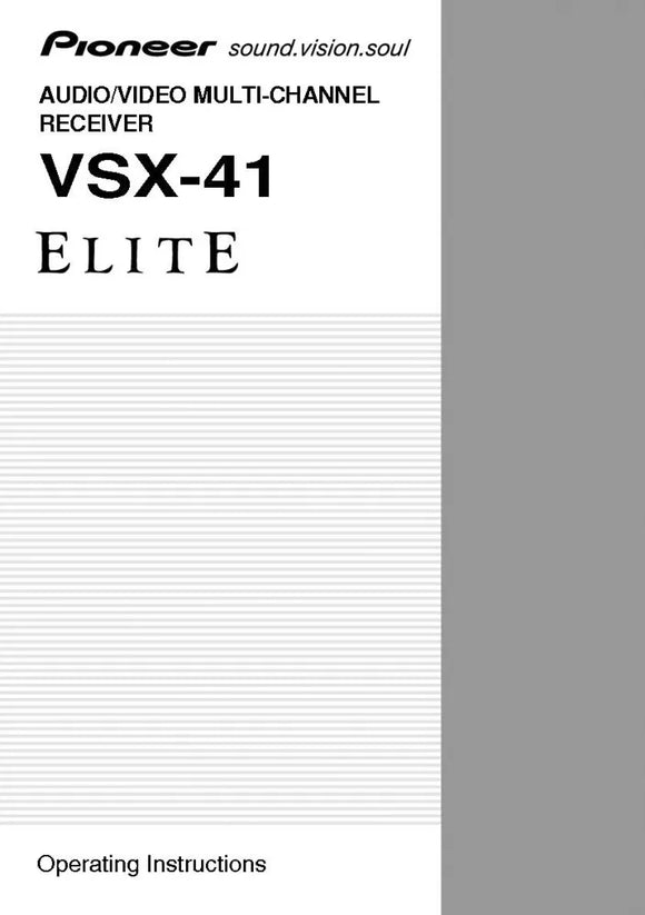 Pioneer VSX-41 Receiver Owners Manual