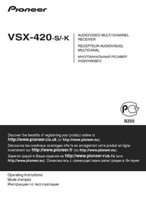 Pioneer VSX-420K Receiver Owners Manual